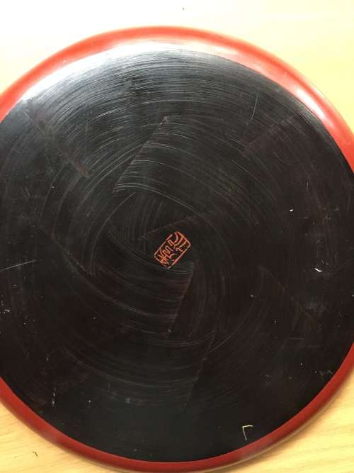 Kamakura-bori Negoro red lacquerware circular tray